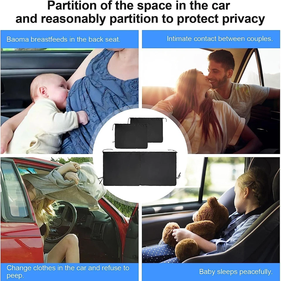 3 Car SUV Divider Curtains Sun Shade Side Window Cover Privacy Travel Nap Block Foto 2 de 4