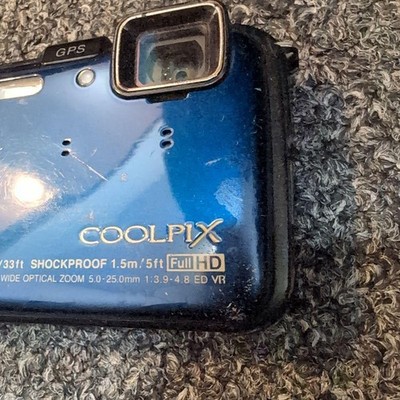 Nikon COOLPIX AW100 Blue Compact Digital Camera Tested Working