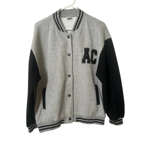 Grey & Black AC Letterman Jacket - product listing photo