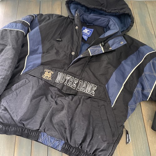 Abrigo Grande (IN) Vintage Años 90 Starter Notre Dame Lucha Irlandés NCAA Cuarto Cremallera