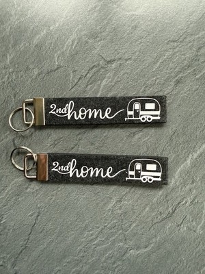 Schlüsselanhänger Filz Camper Camping 2nd Home Wohnwagen Geschenk Keychain Neu