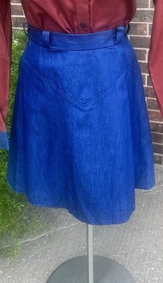Vintage Cowboy Threads Western Denim Skirt  NWOT Blue Elastic Waist Rodeo Sz L
