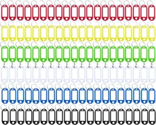 120 Pack Plastic Key Tags with Label Window ID Tag & Split Ring Keychain6 Colors