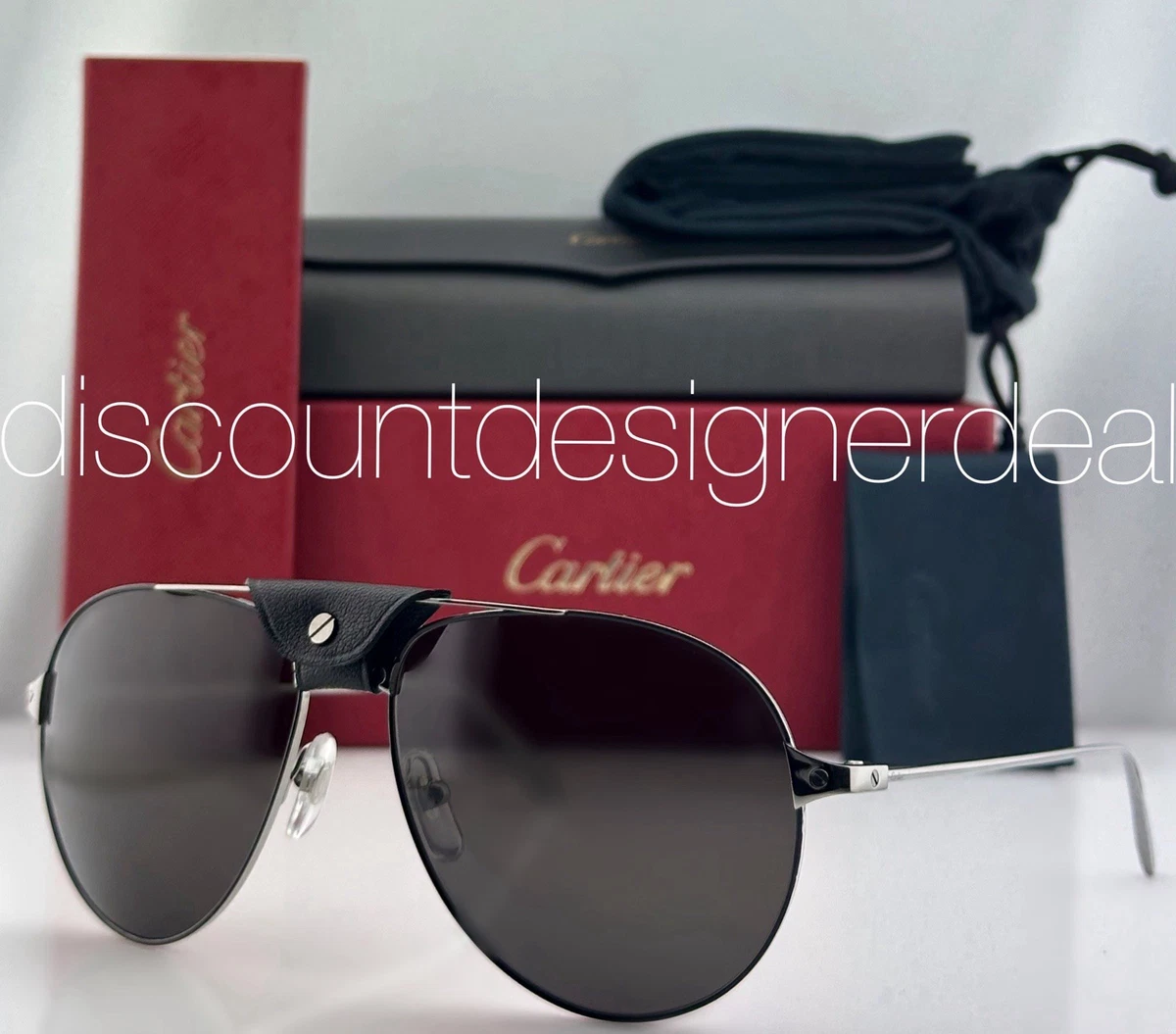 AUTHENTIC Cartier Black Aviator Sunglasses BEST PRICE (t20) Cartier CT0425S-004 59 Sunglass Man Metal – Lexor Miami main image 2