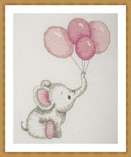 Schema Punto Croce Quadro Elefantino + Alfabeto Nascita Baby Disney Dumbo Rosa