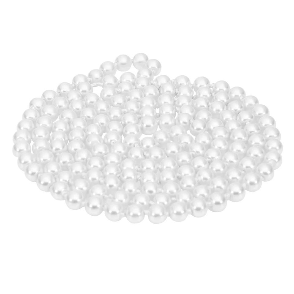 Perlenkette lange Perlen Schmuck Halskette Kostüm Party Dekoration weiß - Bild 4 von 4