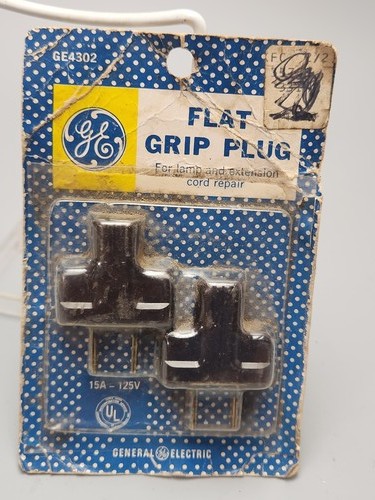 Vintage GE 4302 Flat Grip Plug 15A 125V Brown 2-Prong NIB Lamp Cord Repair