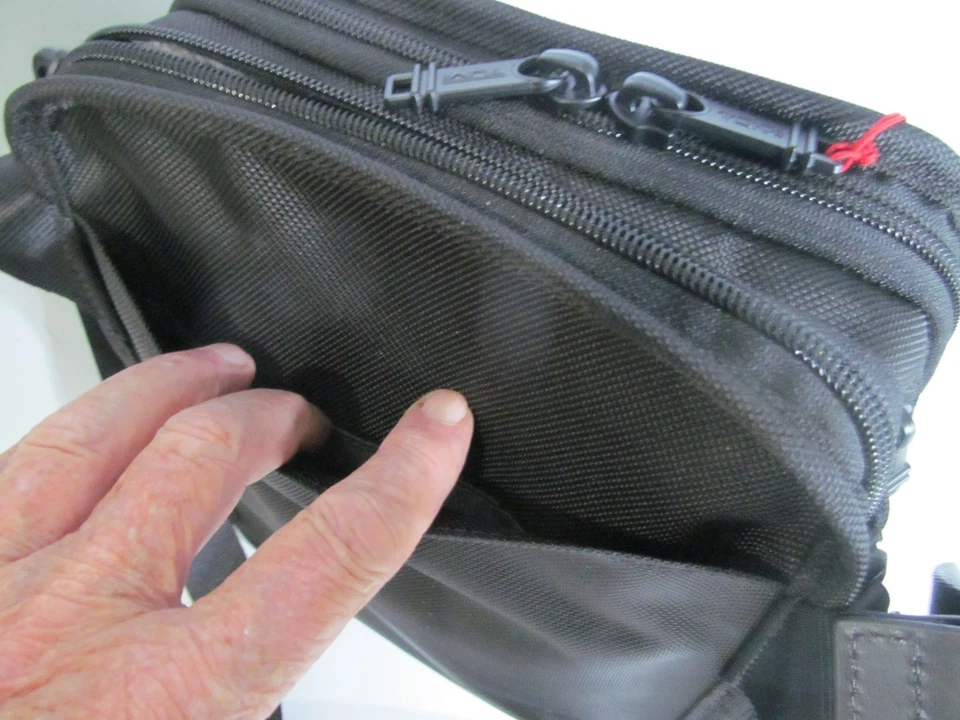 TUMI Black Crossbody Multi Pocket Travel Tote, FTX Durable Nylon & Leather, NWT - Image 4 of 4