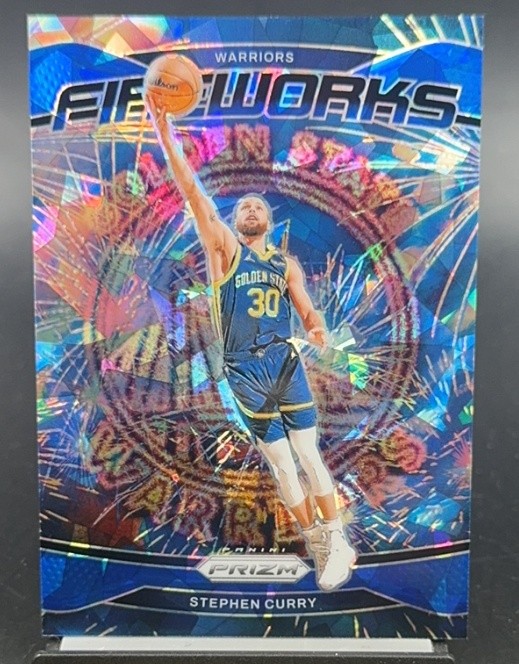 Stephen Curry 2024-25 Panini Prizm Fireworks Blue Ice Prizm 090/125 #20
