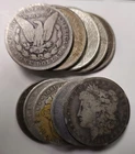 LOT OF 10 MORGAN & PEACE SILVER DOLLARS (1883–1925) MIXED DATES 90% SILVER