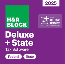 NEW H R Block Tax Software Deluxe Federal  State 2025
