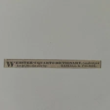 Webster's Quarto Dictionary Haskell & Palmer 1848 Woodstock VT Clipping SAJ2-S5