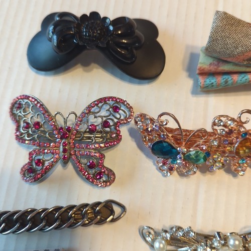 Hair Clips Accessories Lot Vintage Modern Floral Butterfy Rhinestone Beads Bows - Picture 7 of 12