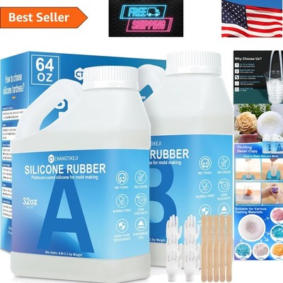 Silicone Mold Making Kit,64Oz Super Elastic Liquid Silicone for Mold Maker, Fast