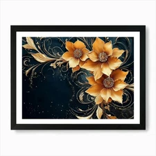 3d Illustration Background With Gol Framed Wall Art Poster Canvas Print Picture