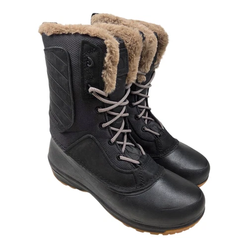 The North Face Shellista IV Mid Lace Boots Black Faux Fur Lined Women's Size 9