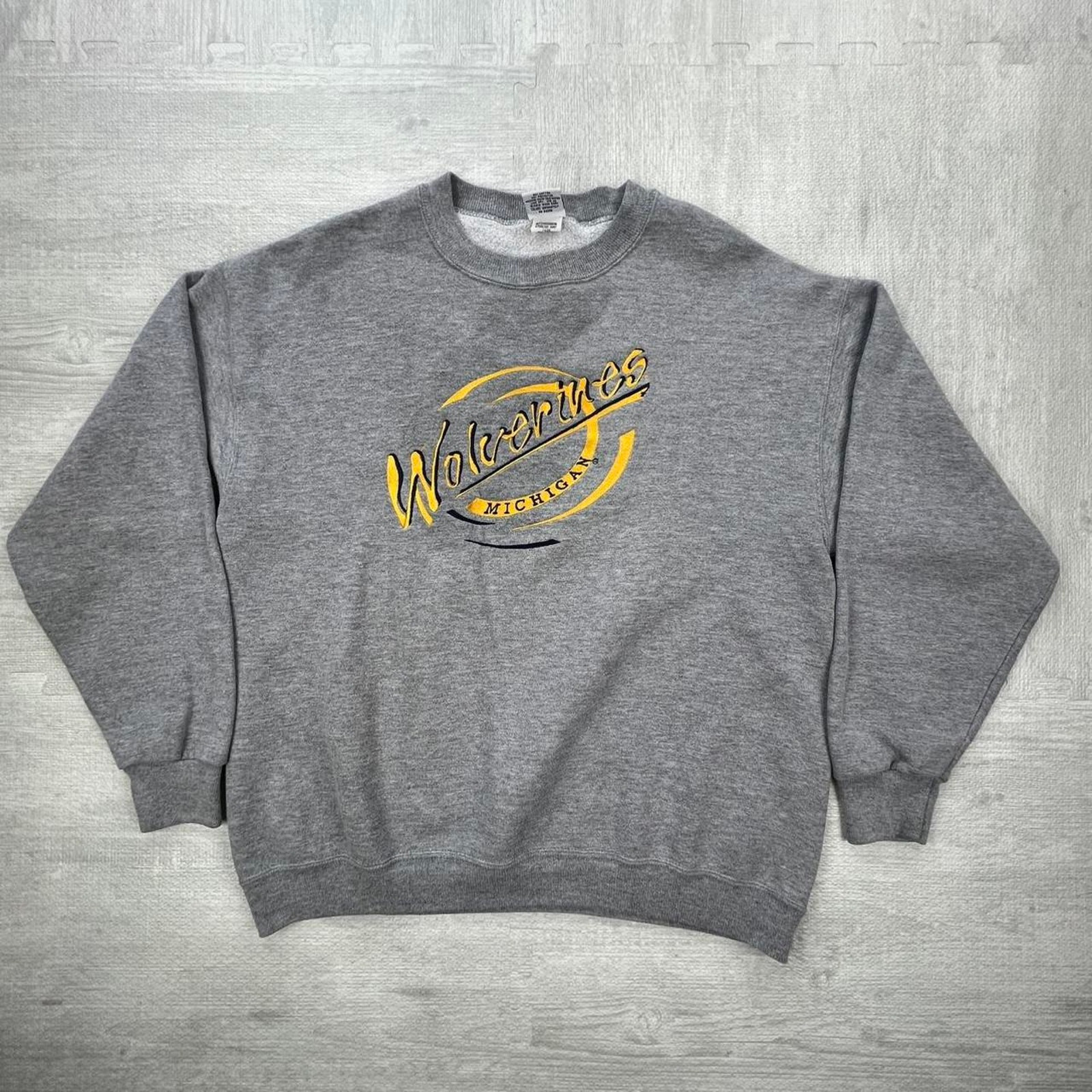 Vintage 80s Michigan Wolverines Sweatshirt Size: Large Grey Yellow NCAA College