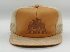 John Deere 50 Series Corduroy Leather Mesh Snapback Trucker Hat Made in the USA