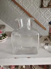 Blenko 384 Art Glass Water Carafe Double Spout Bottle Vase Clear 36oz 8" Tall