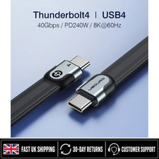 Thunderbolt 4 USB C Cable 40Gbps 240W PD 8K USB4 Data Cord for SSD Laptop