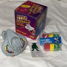 Vintage 1994 Star Saucer Space Toy Gun Working Light Sound W/ Sealed Discs