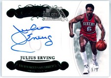 Julius Erving 2017-18 Panini Flawless Honored Numbers Emerald Autograph Card 5/5