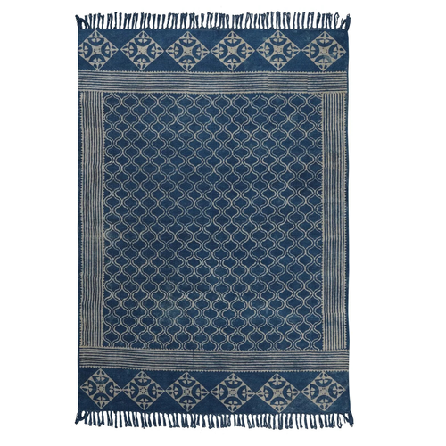Handwoven Cotton Dhurrie Rug Color Indigo Blue Design Handmade Carpet ...