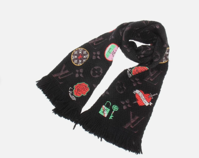 Louis Vuitton Black Muffler Ecialp Logomania LV Stories Scar  M71060 Unisex