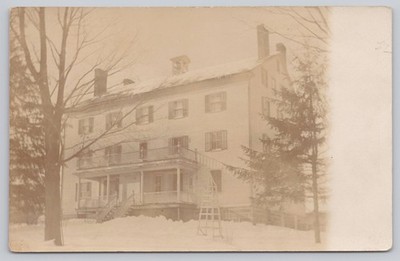 RPPC Winter Scene Vintage Postcard Early 1900s Large House Solio Paper