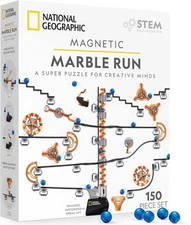 National Geographic Magnetic Marble Run - 150-Piece STEM Building Set for Kid...