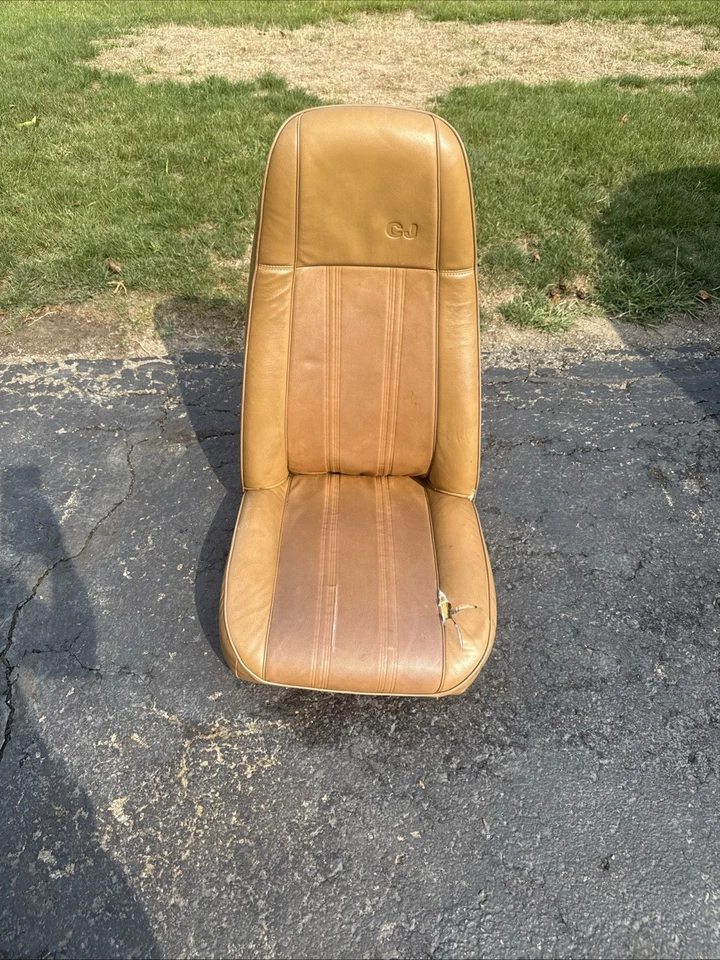 1976 - 1986 吉普 CJ5 CJ7 司机座椅 原始设备制造商 棕褐色 乙烯基 原装 CJ 标志 — 第 2/4 张图片