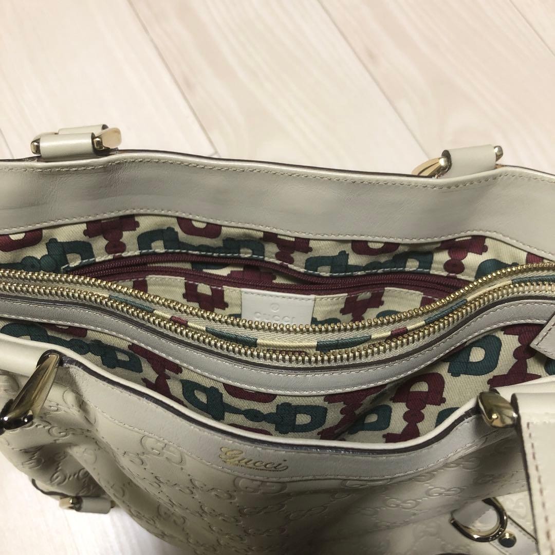 Gucci Abbey Guccissima Leather D-Ring Tote Bag White Condition EX thumbnail 3