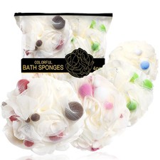 4 PCS 50g Loofah Sponge Exfoliating Body Scrubber Dense Mesh Bath Poufs