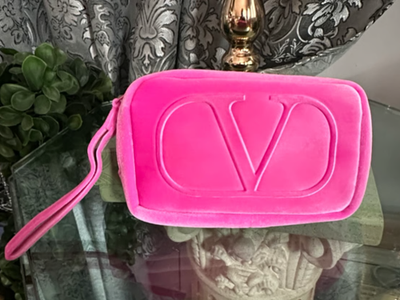 Valentino Beauty Pouch Soft Hot Pink travel Bag plush makeup