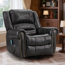 Manual Swivel Recliner Chair W/Massage Heat Lounge Glide Rocker Reclining Sofa