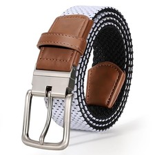 Mens Reversible Braided Stretch Belt for Mens Golf Woven Web Belt