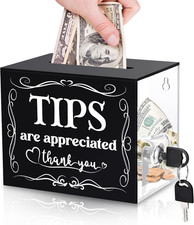 Tip Jars for Money 6 x 4 x 5 Inch Money Storage Container with Slot and Lock Sug