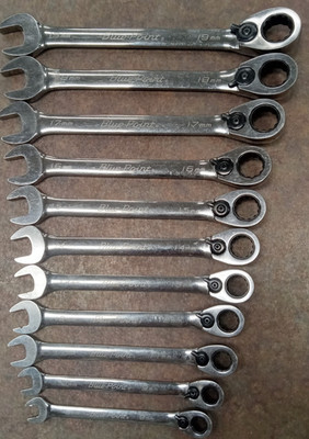 BluePoint Snapon 11 Pc 12pt Metric 15° Offset Ratcheting Combo Wrench BOERM Set