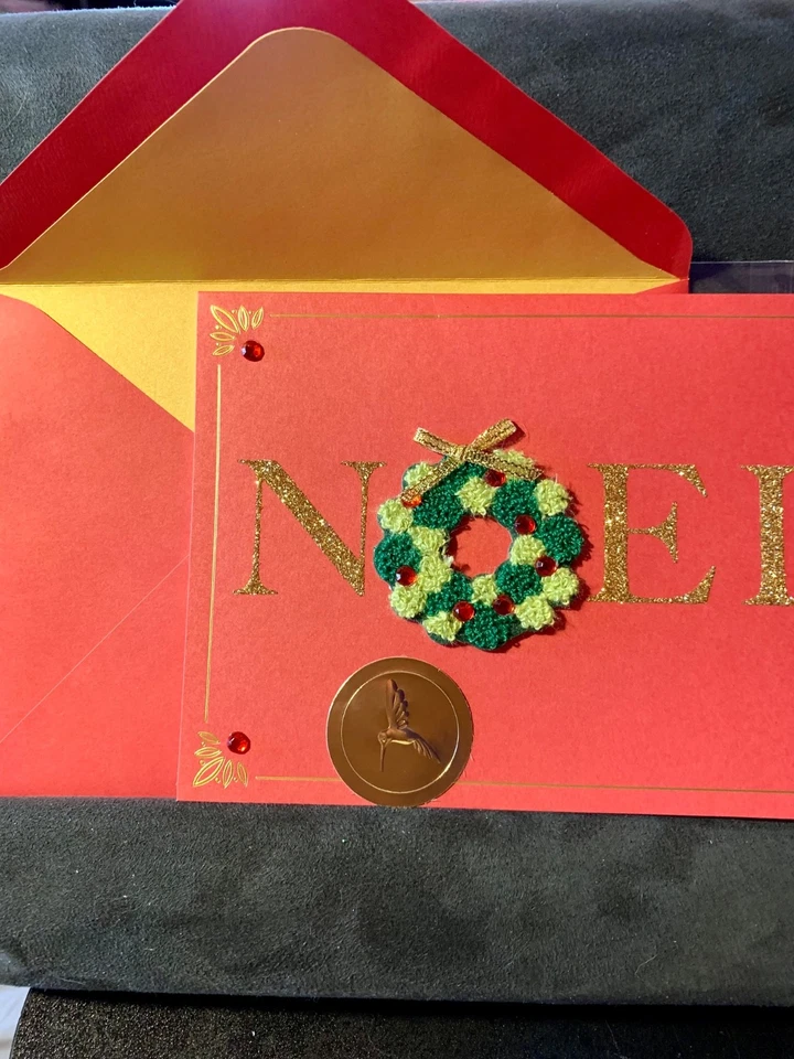 Set of 2! Papyrus Christmas Cards! Lovely Crochet Wreath! - Image 4 of 4