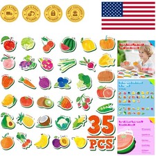 Colorful 35 PCS Fruit  Vegetable Magnets - Fun Foam Learning Set for Kids