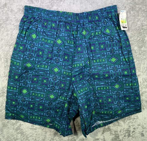 Vintage 90s Bodybuilder Athletic Short Geometric Green Size Small