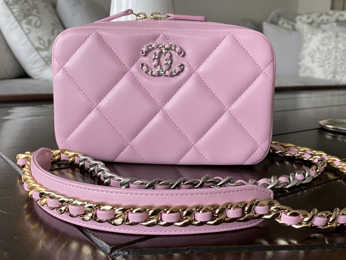 Gorgeous Pink Lambskin Vanity Case Crossbody Bag Fancy Logo Style #AP2728 | eBay