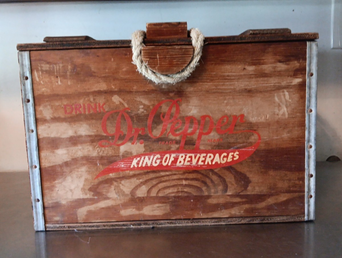 アメリカヴィンテージ　木製飲料箱　ドクターペッパー Dr. Pepper 100 Original Years Wooden Cooler With Rope