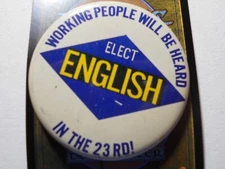 2-1/4" Elect English unknown location and office litho pinback button