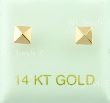 14k Solid Rose gold kids Stud square earring earrings Screw back 6517