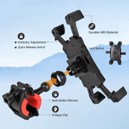 Cell Phone Holder Motorcycle Mount Bike Bicycle Handlebar GPS 360° MTB Silicone - Picture 2 of 8