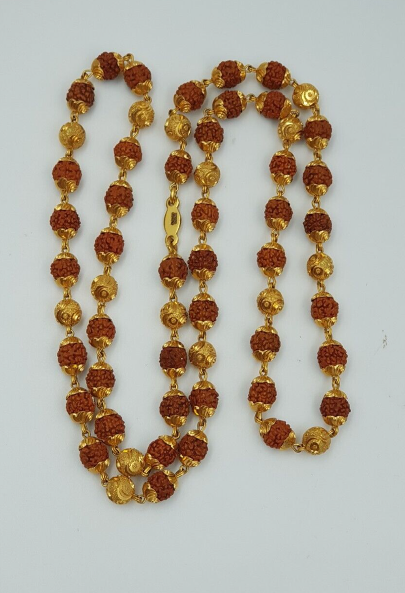 22k Gold Real Gold Rudraksha Mala Buy 22Kt Gold Casting Rudraksha