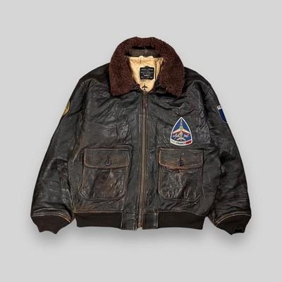 Vintage 80s Avirex Patrouille de France Leather Bomber Jacket 
