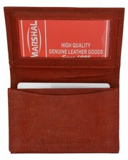 Leather Credit Card  ID Holder Slim Design Burgundy Men's Wallet MARSHAL  