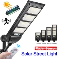 150W-600W LED Solar Sensor Street Light Waterproof Remote Outdoor Floodlight